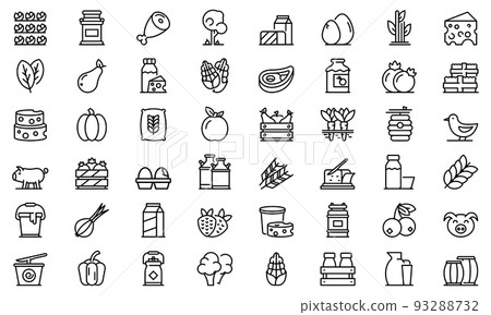 Farm products icons set, outline style Farm products icons set, outline style 93288732