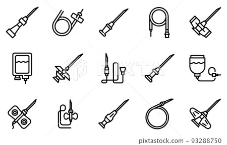 Catheter icons set, outline style Catheter icons set, outline style 93288750