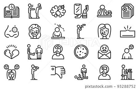 Teen problems icons set, outline style Teen problems icons set, outline style 93288752