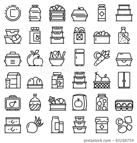 Food storage icons set, outline style 93288754