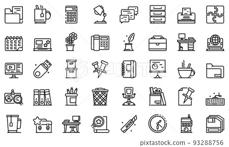 Space organization icons set, outline style Space organization icons set, outline style 93288756