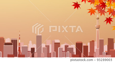 Autumn leaves big city background material Autumn leaves big city background material 93289003