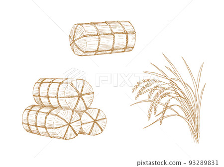 Pen drawing of rice and rice bales Line drawing Pen drawing of rice and rice bales Line drawing 93289831