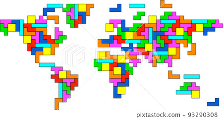 Vector world map colorful blocks Vector world map colorful blocks 93290308