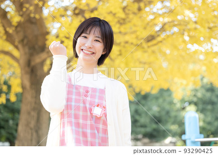 Nursery teacher's portrait Autumn image 93290425