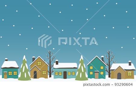 Town scenery on a snowy day Town scenery on a snowy day 93290604