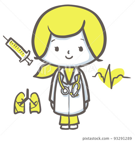A serious-looking female doctor with an examination background yellow version A serious-looking female doctor with an examination background yellow version 93291289