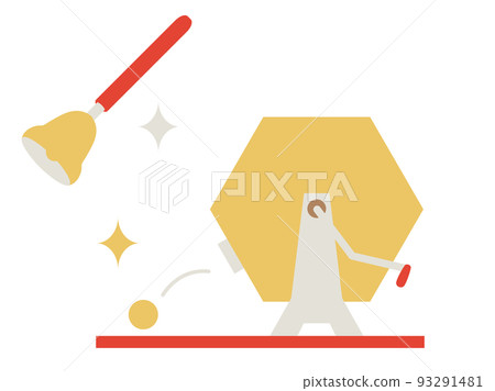 Illustration of lottery rattle and handbell 93291481