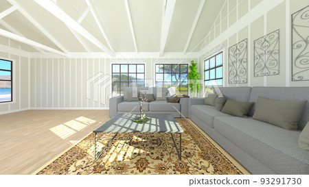 Living room with large windows Living room with large windows 93291730