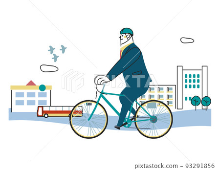 一個在商業區騎自行車的商務人士插畫素材 93291856