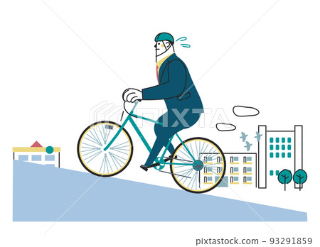 一個在商業區騎自行車的商務人士插畫素材 93291859