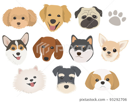 Various dog breed face illustration set 1 93292706