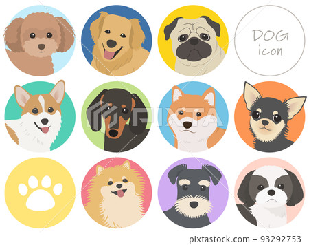 Various dog breed icon set 2 93292753