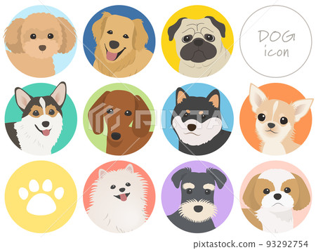 Icon set of various dog breeds 93292754
