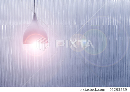 Corrugated metal texture surface or galvanize steel background, Zinc wall texture with ceiling lamp. 93293289