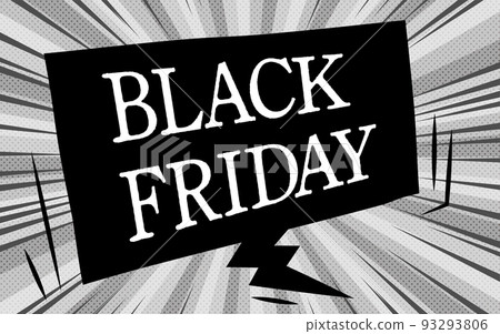 Black Friday background material, black sunburst and American comic style balloon 93293806