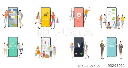矢量圖素材：使用智能手機的人，設置 93295911