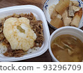 Beef bowl and pork miso soup for takeout 93296709