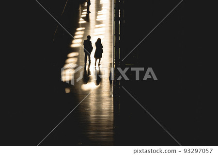 Silhouette of People in building hall space Business travel  93297057