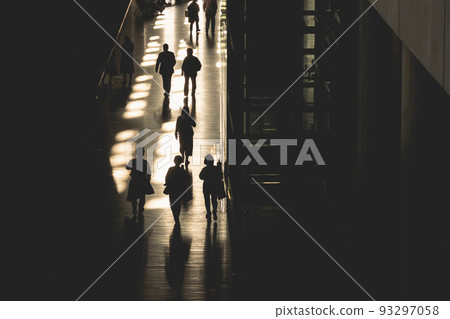 Silhouette of People in building hall space Business travel  93297058