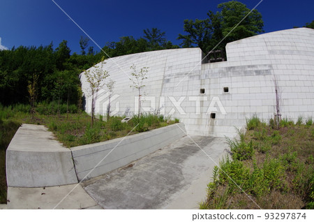 Shinshu Ikeda town erosion control facility Shibutami erosion control dam Uniquely shaped dam built on a small alluvial fan Shinshu Ikeda town erosion control facility Shibutami erosion control dam Uniquely shaped dam built on a small alluvial fan 93297874