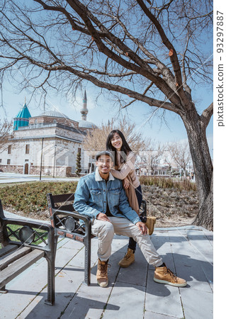 couple enjoying their time together moment wearing sweater couple enjoying their time together moment wearing sweater 93297887