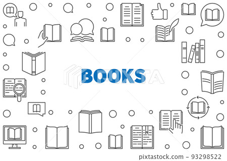 Vector Books concept frame made with book outline icons Vector Books concept frame made with book outline icons 93298522
