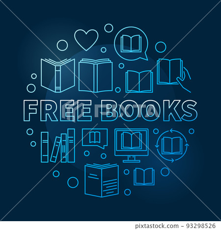 Free Books concept blue circular outline vector illustration 93298526