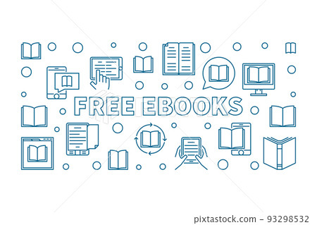 Free eBooks vector horizontal illustration in outine style Free eBooks vector horizontal illustration in outine style 93298532