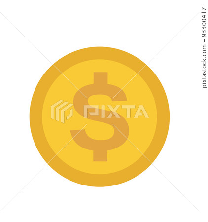 Dollar coin vector icon. Gold coin flat icon. Coin with dollar sign. Money symbol. Dollar coin vector icon. Gold coin flat icon. Coin with dollar sign. Money symbol. 93300417