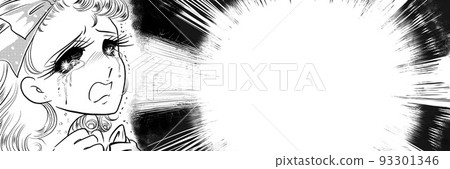 Wide size illustration of a 70's girl cartoon lady crying out loud 93301346