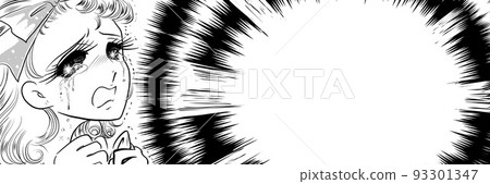 Wide size illustration of a 70's girl cartoon lady crying out loud 93301347