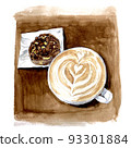 Watercolor: Cafe latte cookie 93301884