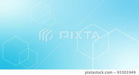 Abstract gradient blue background and white line of hexagon illustration 93301949