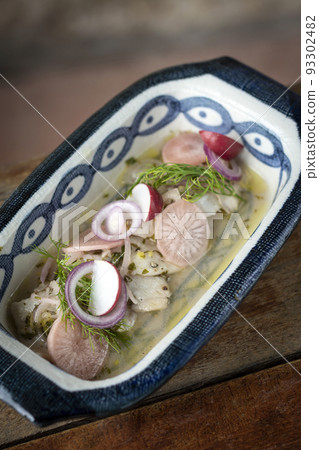 ceviche marinated fish salad with vegetables ceviche marinated fish salad with vegetables 93302482