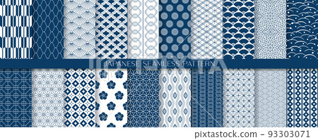 日本模式無縫模式集(藍色) 日本模式無縫模式集(藍色) 93303071