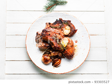 Fried Christmas loin, meat Fried Christmas loin, meat 93303527