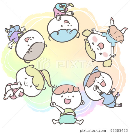 Cheerful children playing in a circle full body version 2 93305423