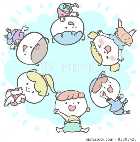 Cheerful children playing in a circle full body version 4 93305425