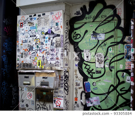 Graffitied building paint spray paint Graffitied building paint spray paint 93305884