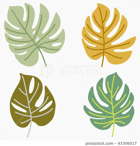 Simplicity monstera leaf freehand continuous line drawing flat design. Simplicity monstera leaf freehand continuous line drawing flat design. 93306017