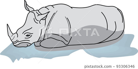 Abstract line of Rhinoceros or square-lipped rhinoceros on emtpy background. Abstract line of Rhinoceros or square-lipped rhinoceros on emtpy background. 93306346