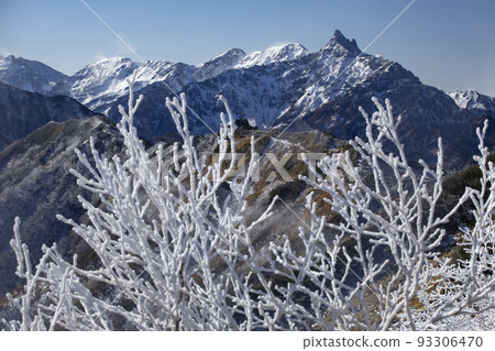 Nagano Prefecture Northern Alps Mt. Tsubakuro Frost trees and Yarihotaka mountain range Nagano Prefecture Northern Alps Mt. Tsubakuro Frost trees and Yarihotaka mountain range 93306470