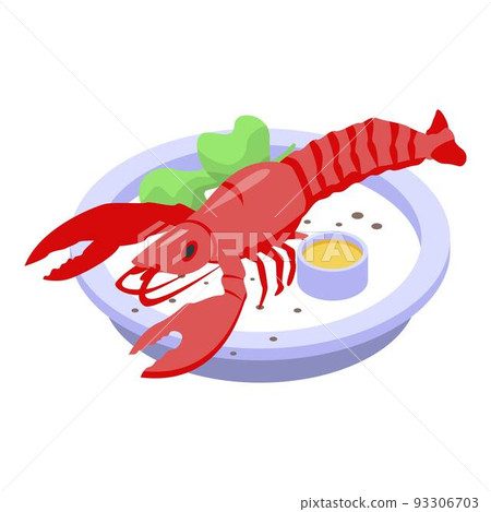 Lobster dish icon, isometric style Lobster dish icon, isometric style 93306703