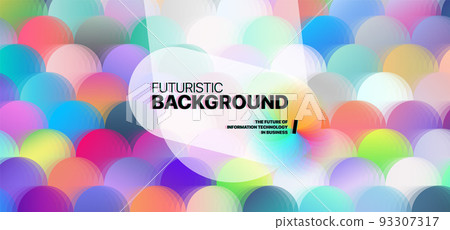 Geometric Abstract Backgrounds Design. Composition of simple geometric shapes on a blue background. For use in Presentation, Flyer and Leaflet, Cards, Landing, Website Design. Vector illustration. 93307317