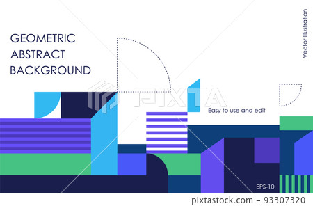 Geometric Abstract Backgrounds Design. Composition of simple geometric shapes on a blue background. For use in Presentation, Flyer and Leaflet, Cards, Landing, Website Design. Vector illustration. Geometric Abstract Backgrounds Design. Composition of simple geometric shapes on a blue background. For use in Presentation, Flyer and Leaflet, Cards, Landing, Website Design. Vector illustration. 93307320
