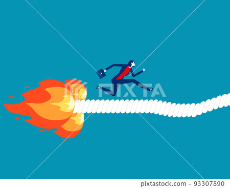 Businessman path burned by flames. Business escape and crisis vector illustration Businessman path burned by flames. Business escape and crisis vector illustration 93307890