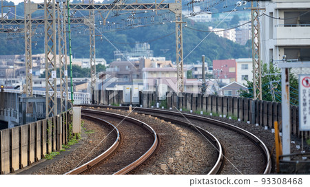 curved railroad lane curved railroad lane 93308468