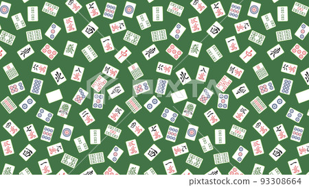 Horizontal mahjong tile pattern illustration 93308664