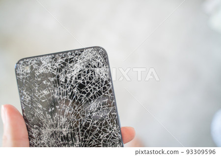 Broken smartphone text background material Broken smartphone text background material 93309596
